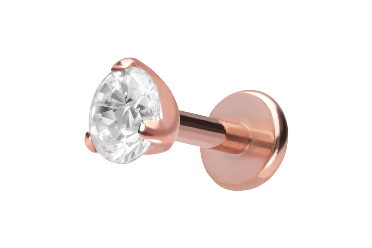 Titan Labret Piercing mit Push Fit EINGEFASSTER KRISTALL